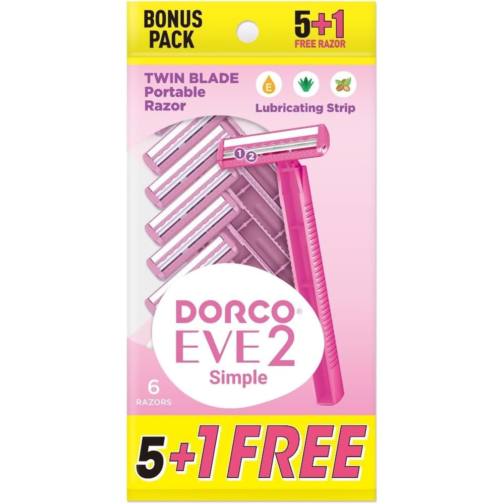 Dorco Women's Razors Set 5+1 Long Rubber Handle