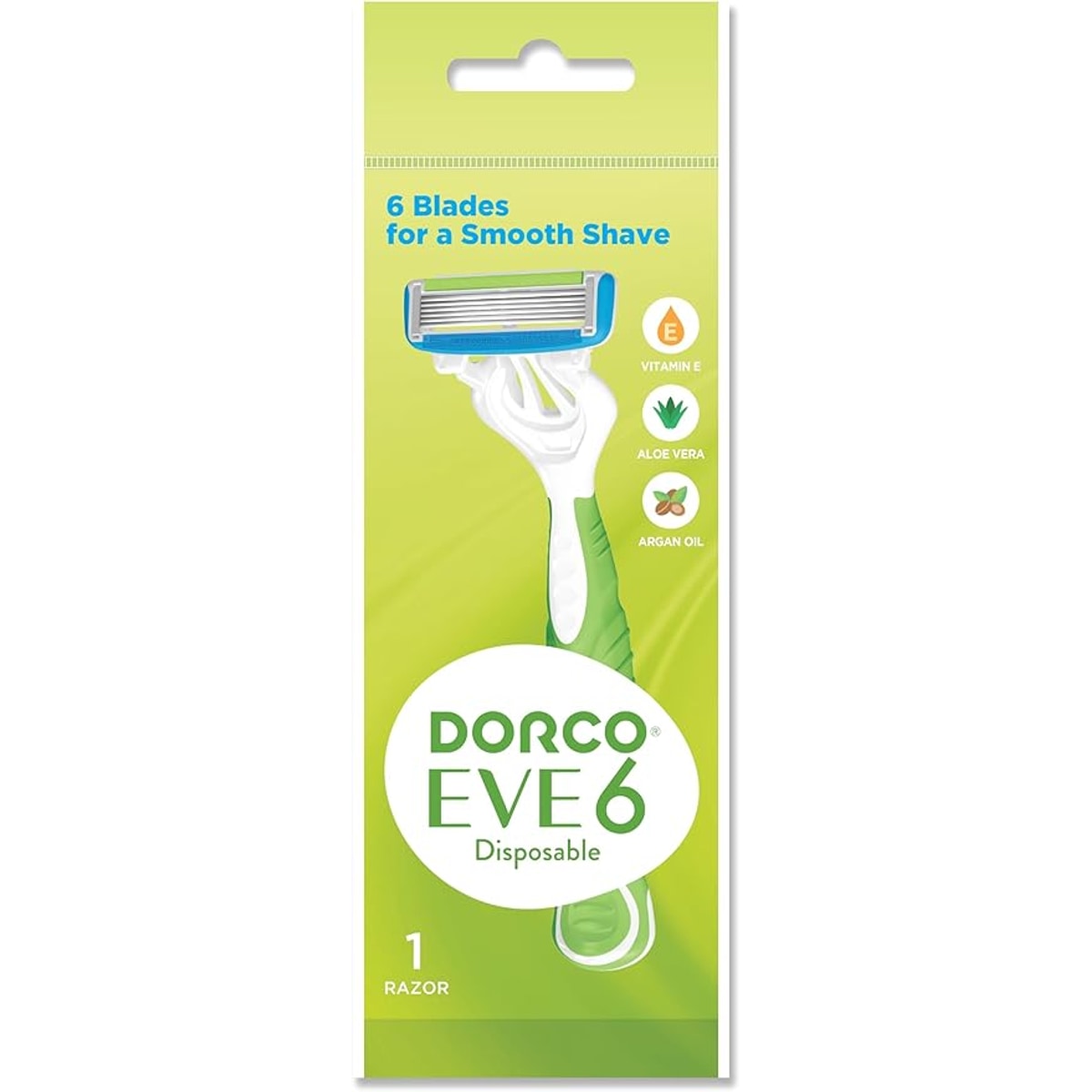 Dorco Women's Razors, 6 blades, 1 piece, green