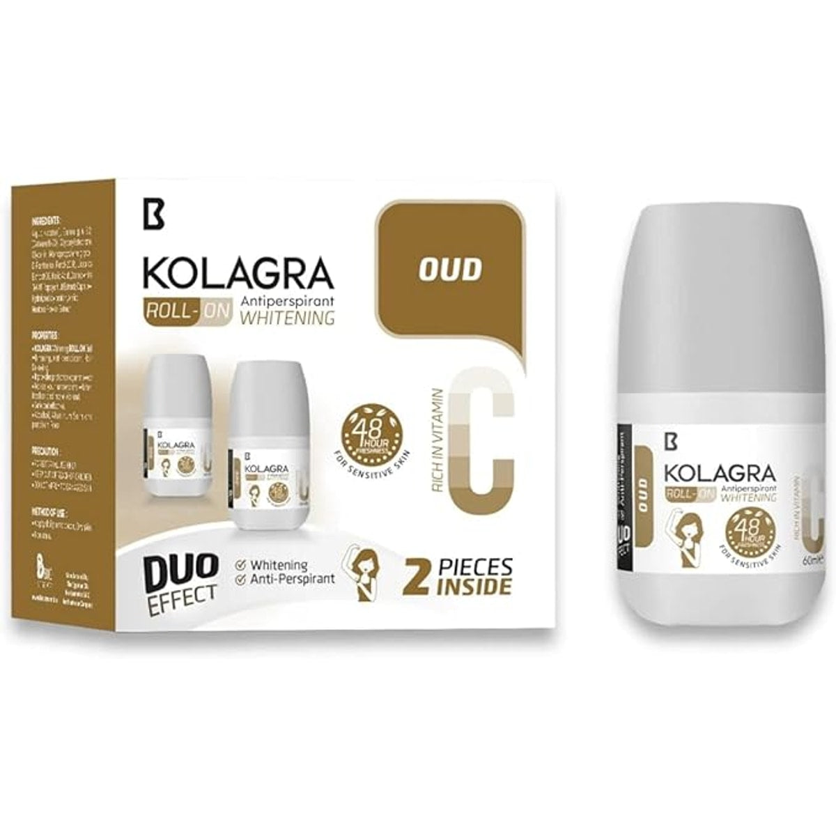 Kolagra Whitening Roll-On 2-in-1 Oud Scent 1+1