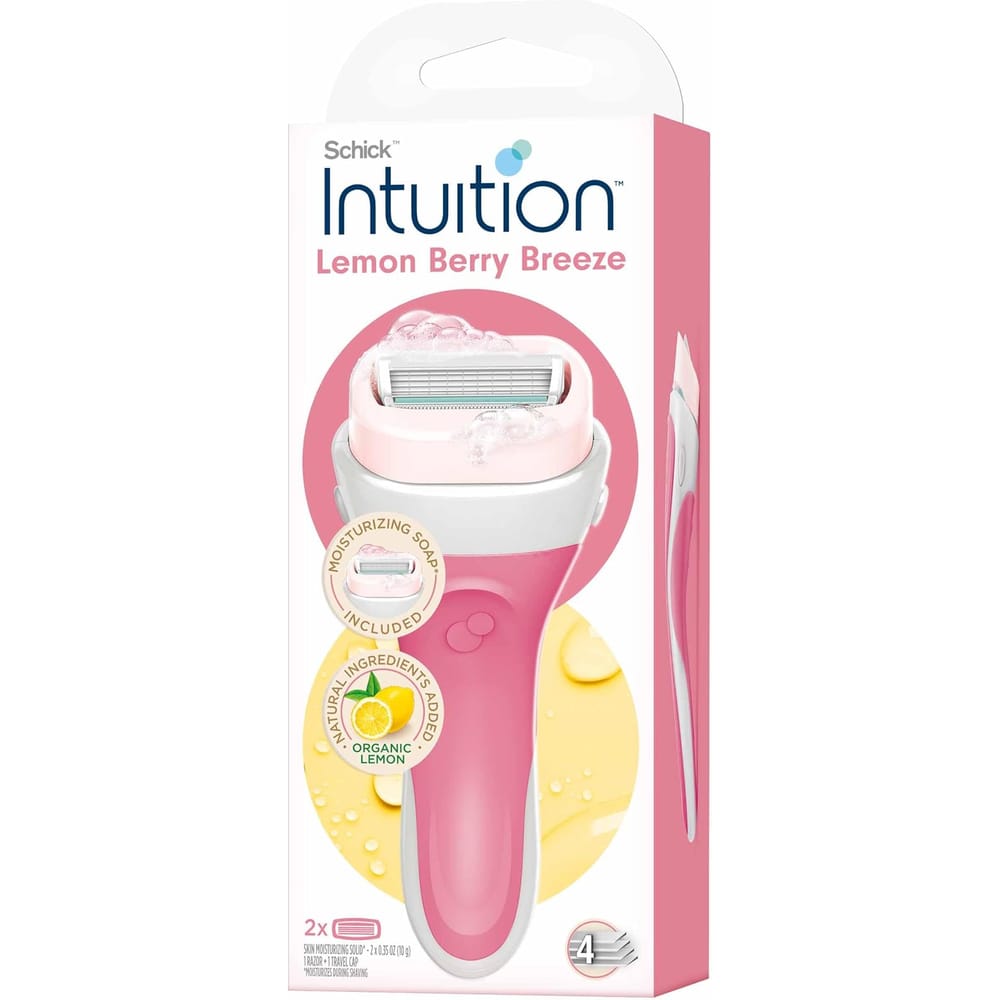 Chic Intuition Women's Razor with Lemon and Raspberry, 4 Blades + 2 Replacements