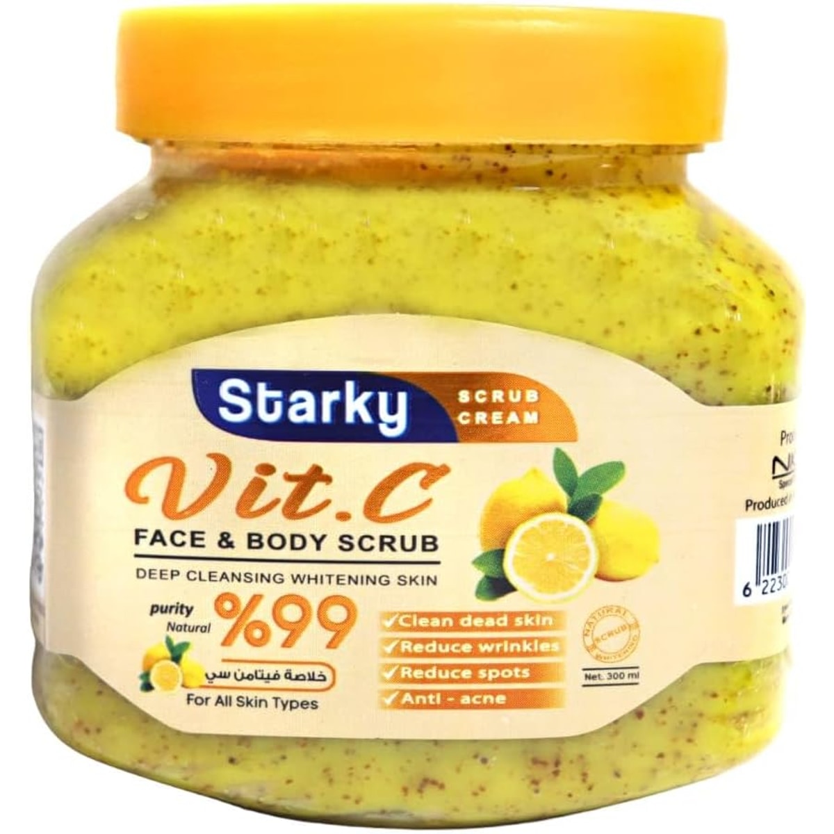 Starky Scrub Cream Face&Body Scrub Deep Cleansing Whitening Skin With Vit.C For All Skin Types-300ml