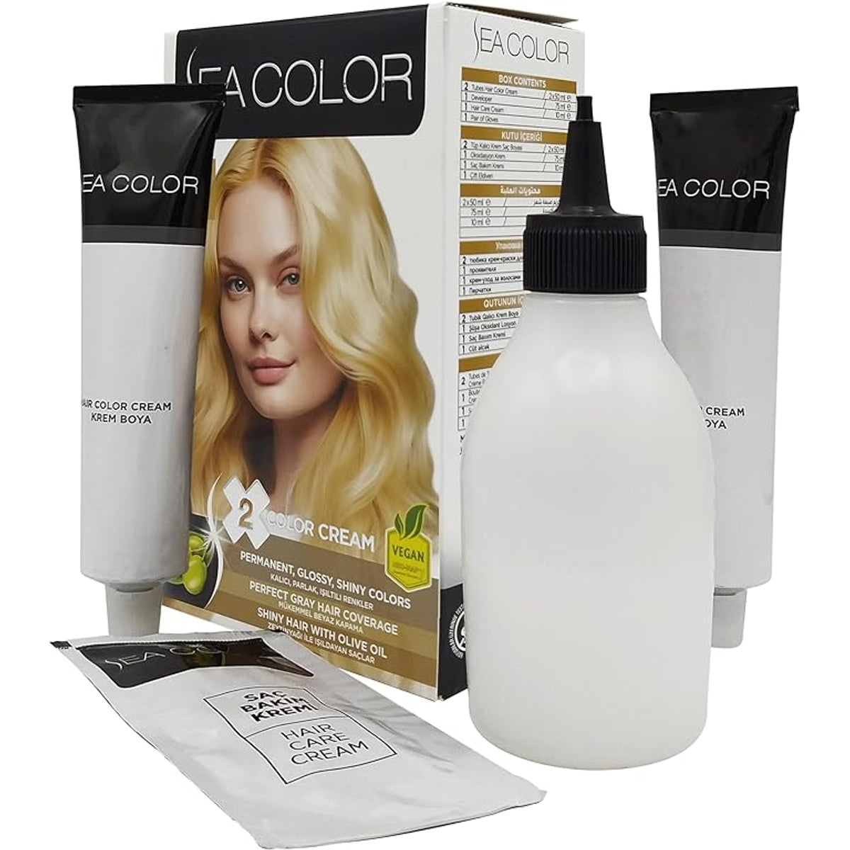 SEA COLOR Pearl Blonde Hair Dye 10.0 - Box containing 2 x 50ml tubes