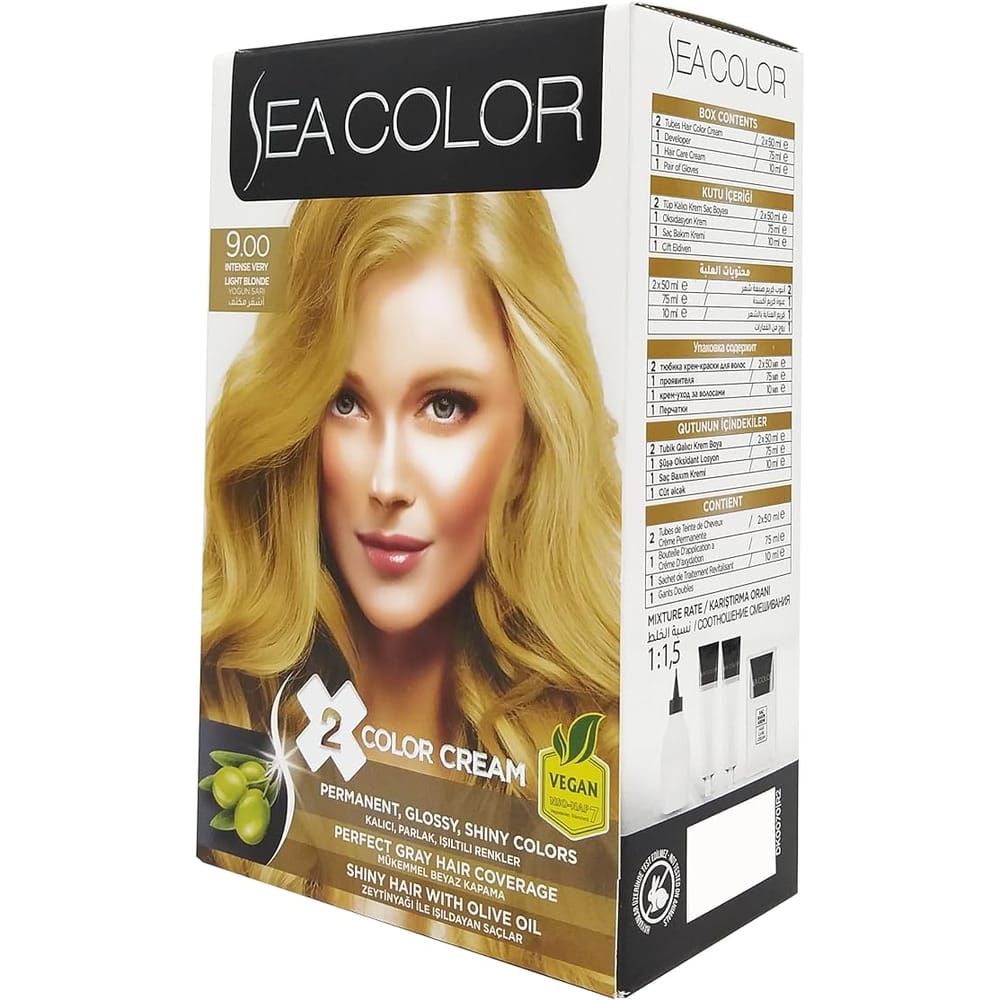 SEA COLOR Intense Blonde Hair Dye 9.00 - Box containing 2 x 50ml tubes