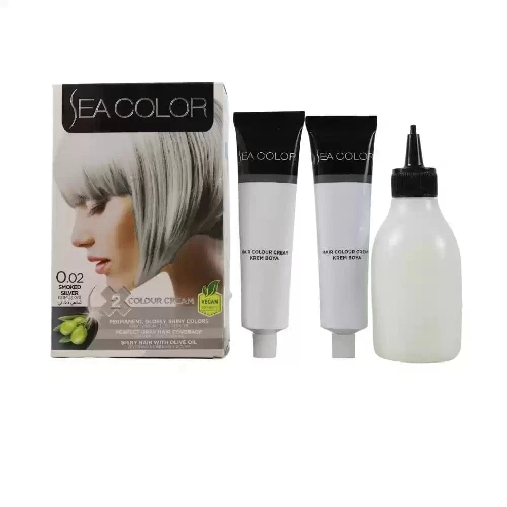 Sea Color Hair Dye, Smoky Silver 0.02 - Box containing 2 x 50ml tubes