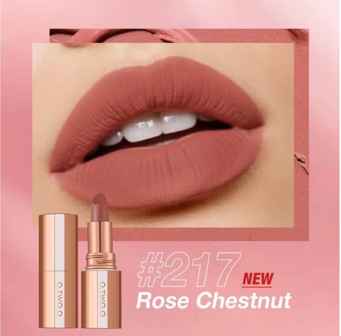 O.TWO.O Intense Misty Kiss Lock Color Matte LipStick - 217/Rose Chestnut 4GM