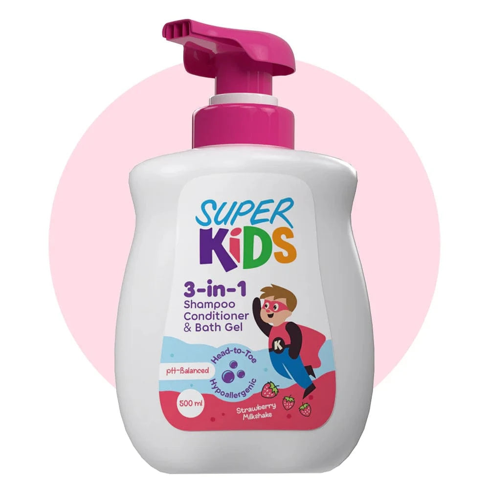 Super Kids 3-in-1 Strawberry Shampoo, Conditioner & Shower Gel 500ml